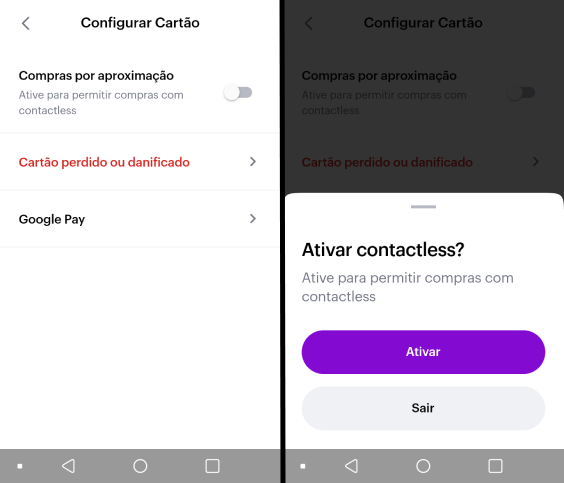 Ativar aproximação do cartão Nubank pelo aplicativo